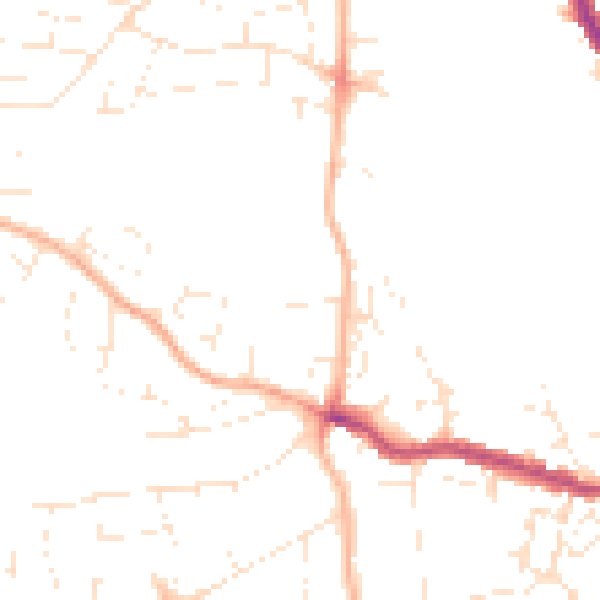 Daytime road noise heatmap for EX4 2BU