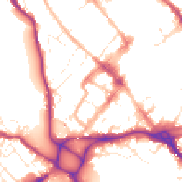 Daytime road noise heatmap for EX4 3BQ