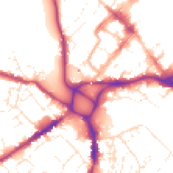 Daytime road noise heatmap for EX4 3DD