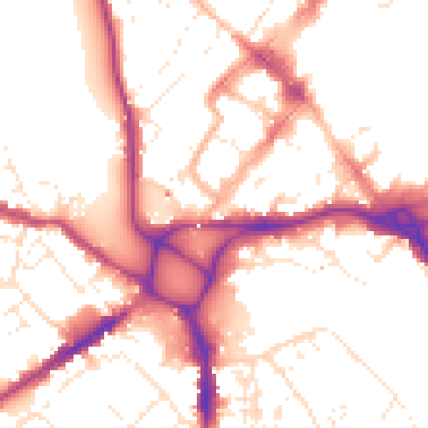 Daytime road noise heatmap for EX4 3JW