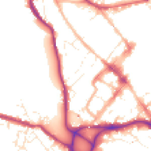 Daytime road noise heatmap for EX4 4EF