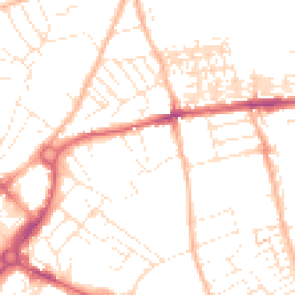 Daytime road noise heatmap for EX4 6SY