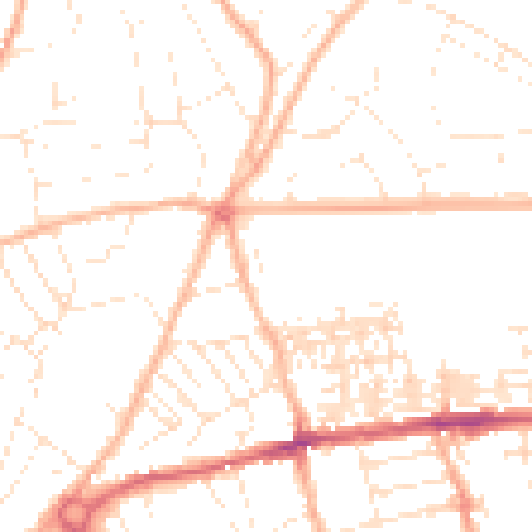 Daytime road noise heatmap for EX4 7AJ