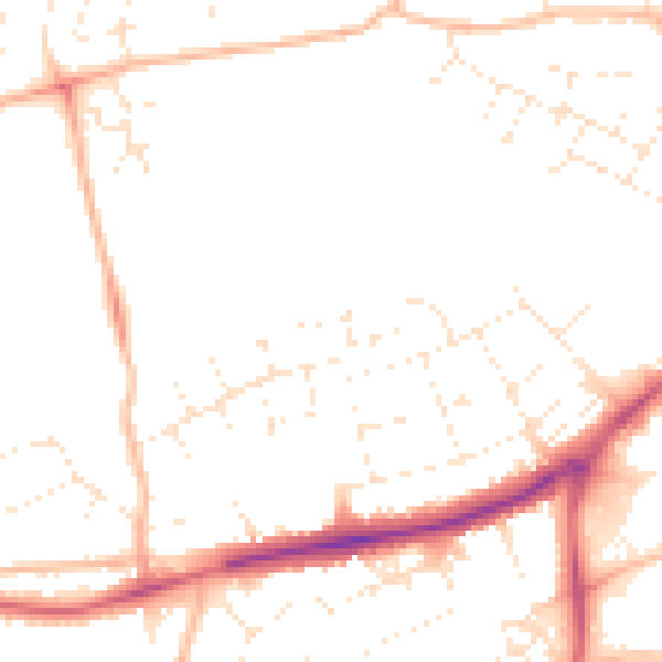 Daytime road noise heatmap for EX4 8DU