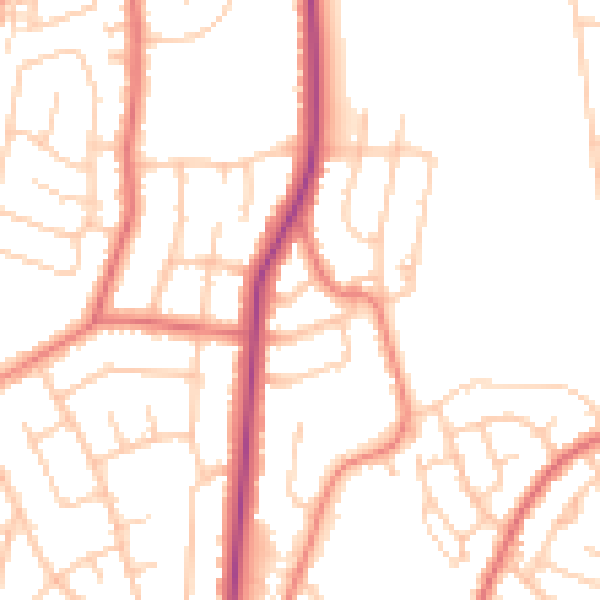 Daytime road noise heatmap for FY2 0AQ
