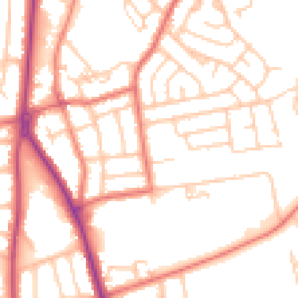 Daytime road noise heatmap for FY2 0DJ