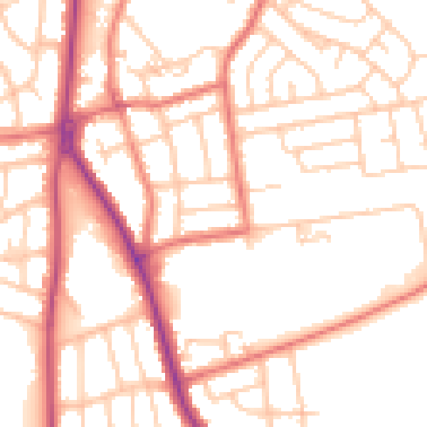 Daytime road noise heatmap for FY2 0JD