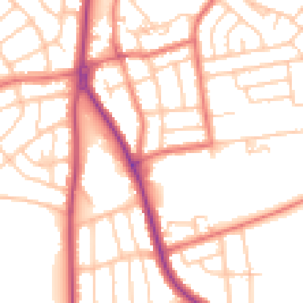Daytime road noise heatmap for FY2 0JQ