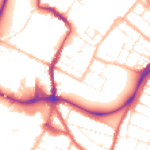 Daytime road noise heatmap for GL1 1AE