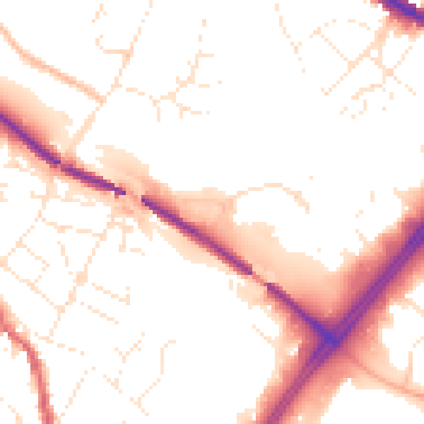 Daytime road noise heatmap for GL1 1AH