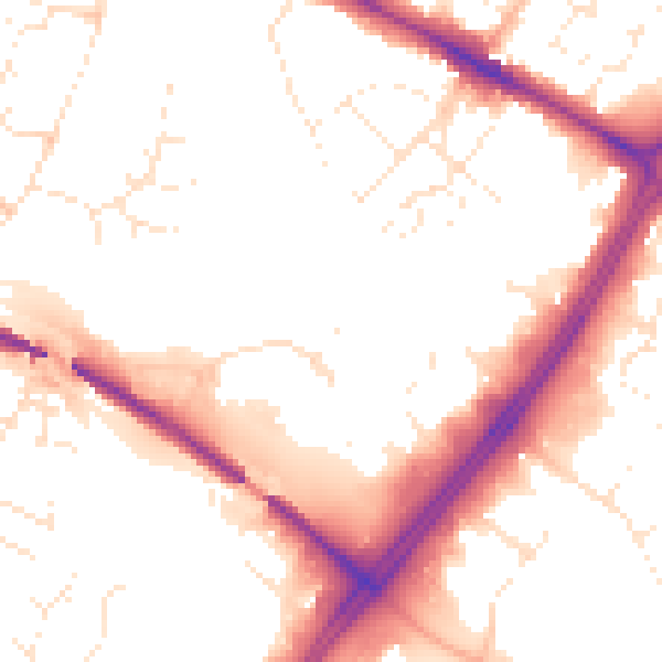 Daytime road noise heatmap for GL1 1AJ