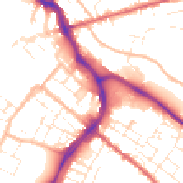 Daytime road noise heatmap for GL1 1AP