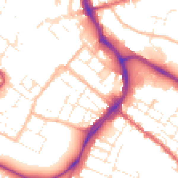 Daytime road noise heatmap for GL1 1AQ