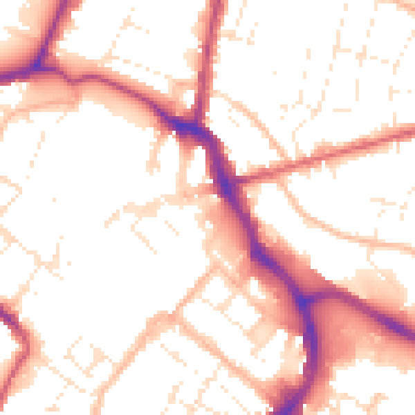 Daytime road noise heatmap for GL1 1AS