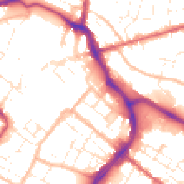 Daytime road noise heatmap for GL1 1DH