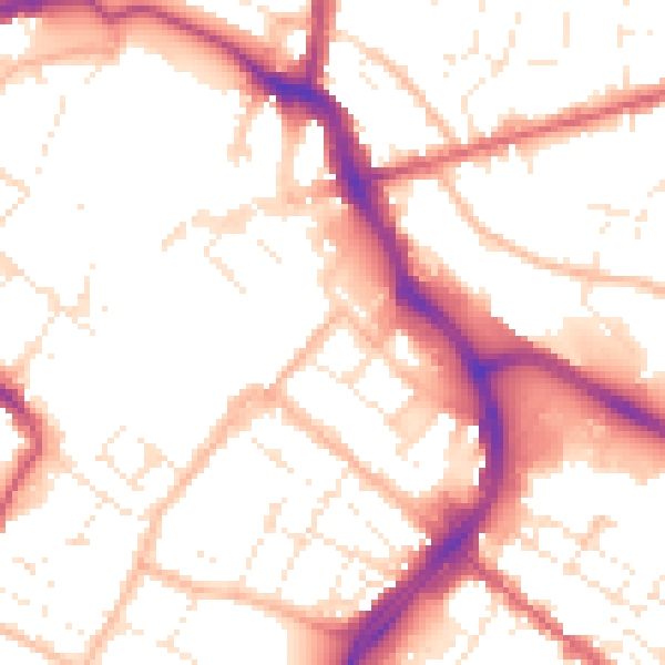 Daytime road noise heatmap for GL1 1DP