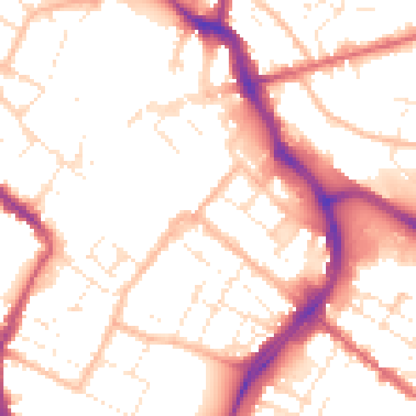 Daytime road noise heatmap for GL1 1DX