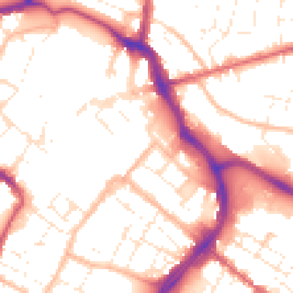 Daytime road noise heatmap for GL1 1EA