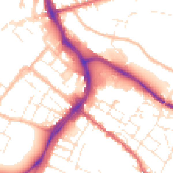 Daytime road noise heatmap for GL1 1EP