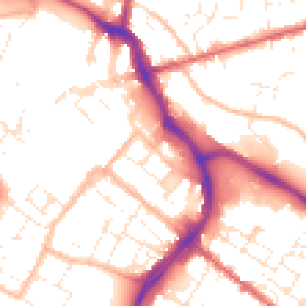 Daytime road noise heatmap for GL1 1EQ