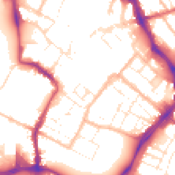 Daytime road noise heatmap for GL1 1GE