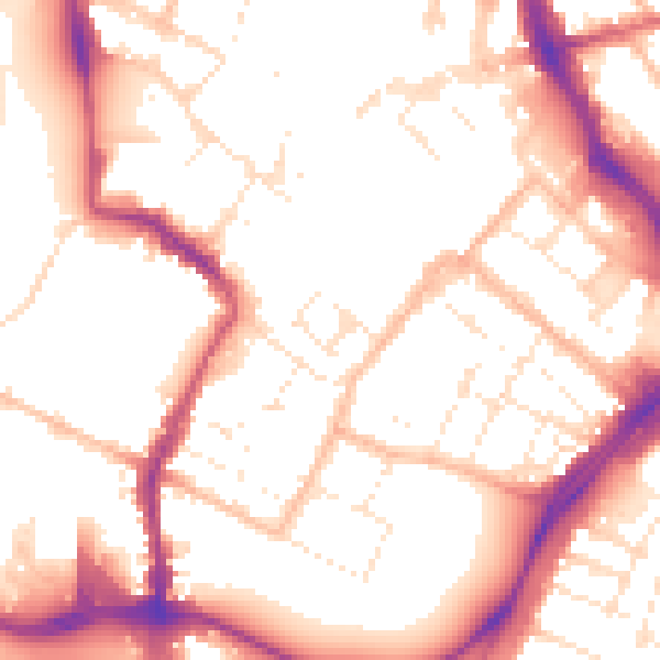 Daytime road noise heatmap for GL1 1GF