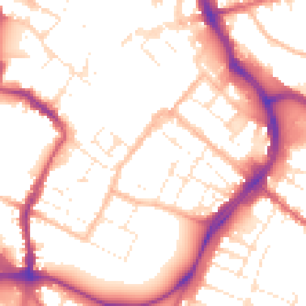 Daytime road noise heatmap for GL1 1GG
