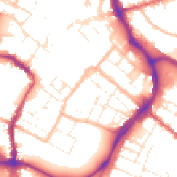 Daytime road noise heatmap for GL1 1GH