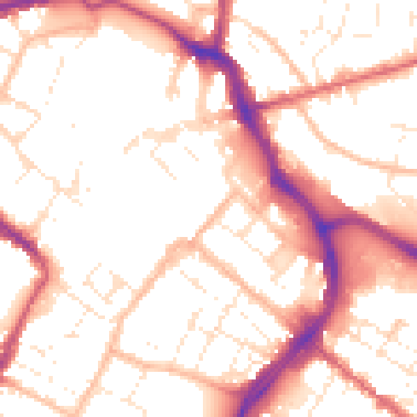 Daytime road noise heatmap for GL1 1HD