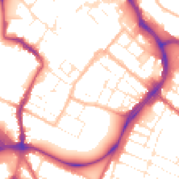 Daytime road noise heatmap for GL1 1HX