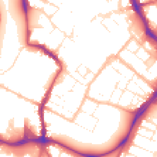 Daytime road noise heatmap for GL1 1HY
