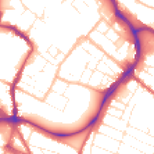 Daytime road noise heatmap for GL1 1HZ