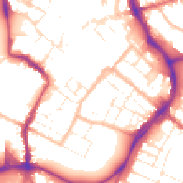 Daytime road noise heatmap for GL1 1JB