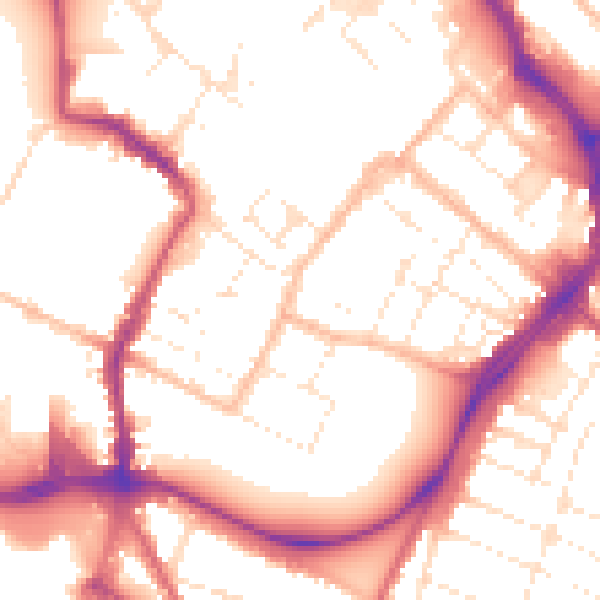 Daytime road noise heatmap for GL1 1JE