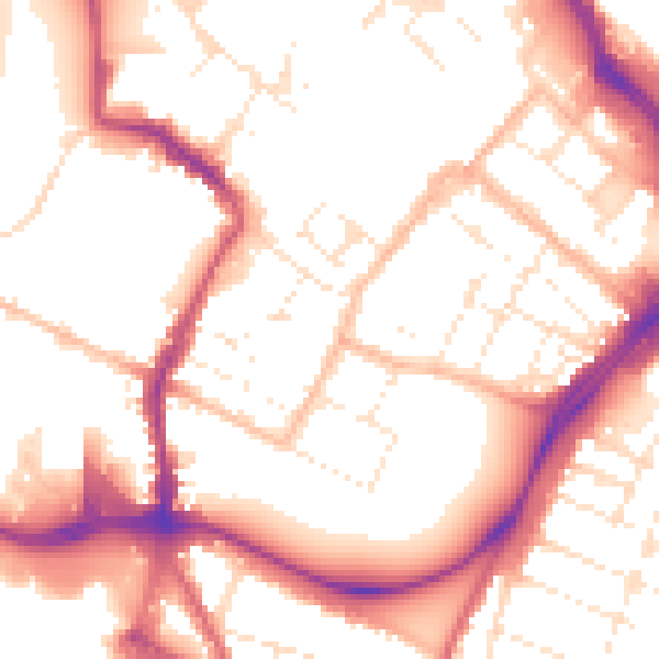 Daytime road noise heatmap for GL1 1JJ
