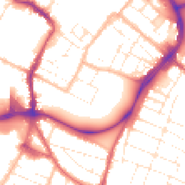 Daytime road noise heatmap for GL1 1LB