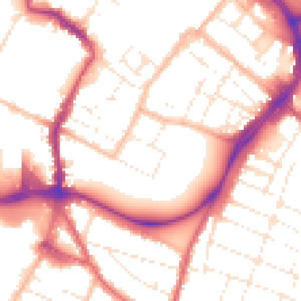 Daytime road noise heatmap for GL1 1LD