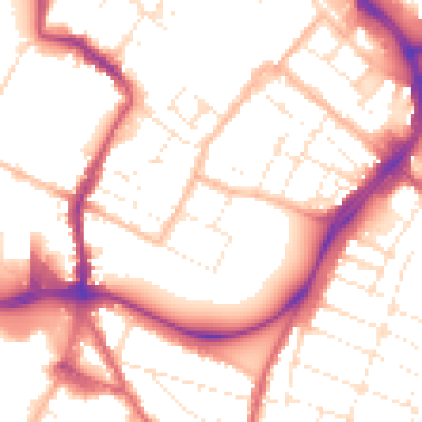 Daytime road noise heatmap for GL1 1LF