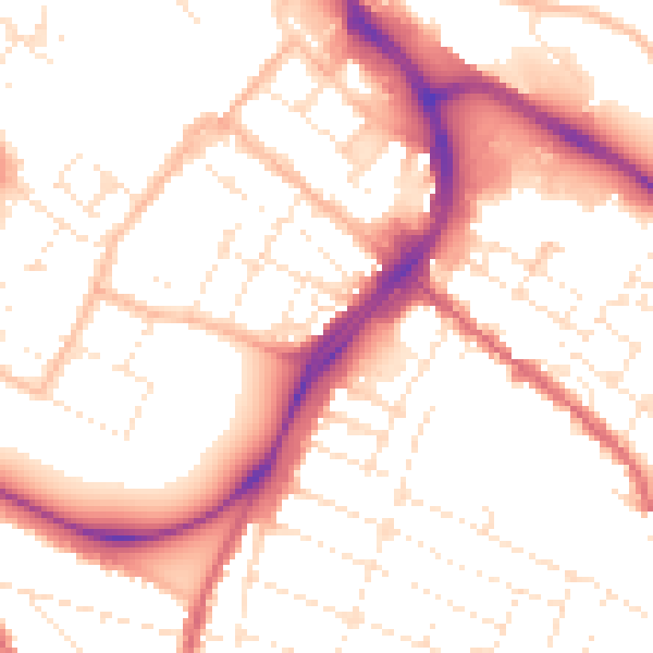 Daytime road noise heatmap for GL1 1LG