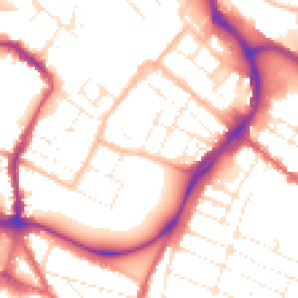 Daytime road noise heatmap for GL1 1LN
