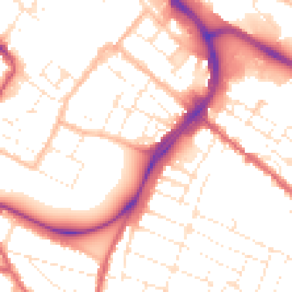 Daytime road noise heatmap for GL1 1LS