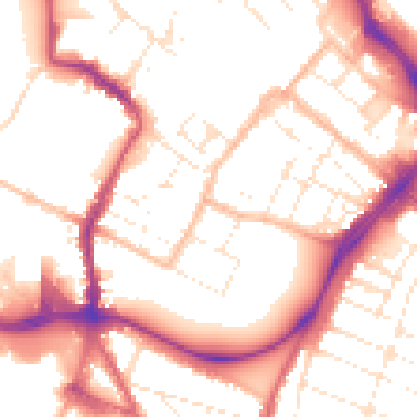 Daytime road noise heatmap for GL1 1LU