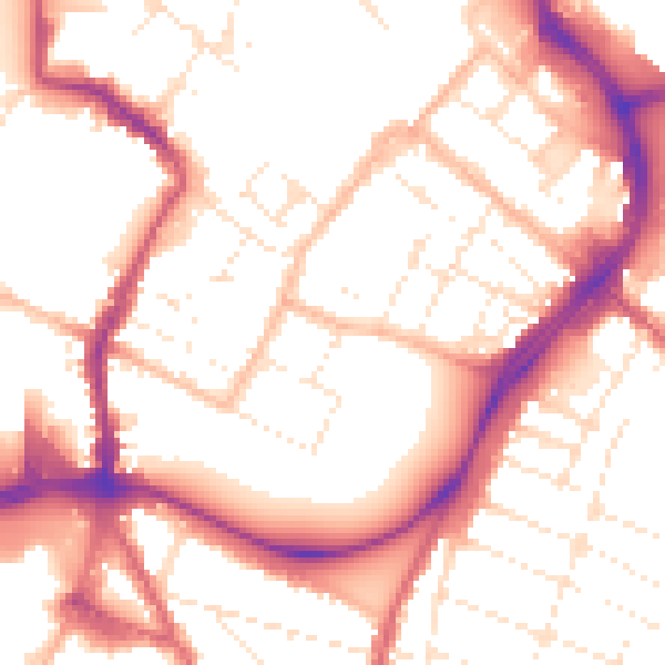 Daytime road noise heatmap for GL1 1LW