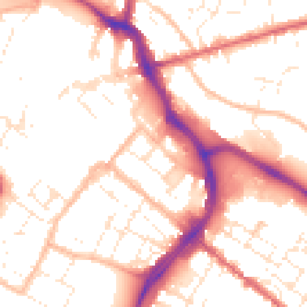 Daytime road noise heatmap for GL1 1NA