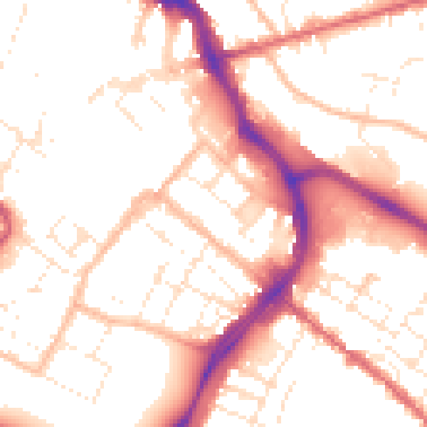 Daytime road noise heatmap for GL1 1NY