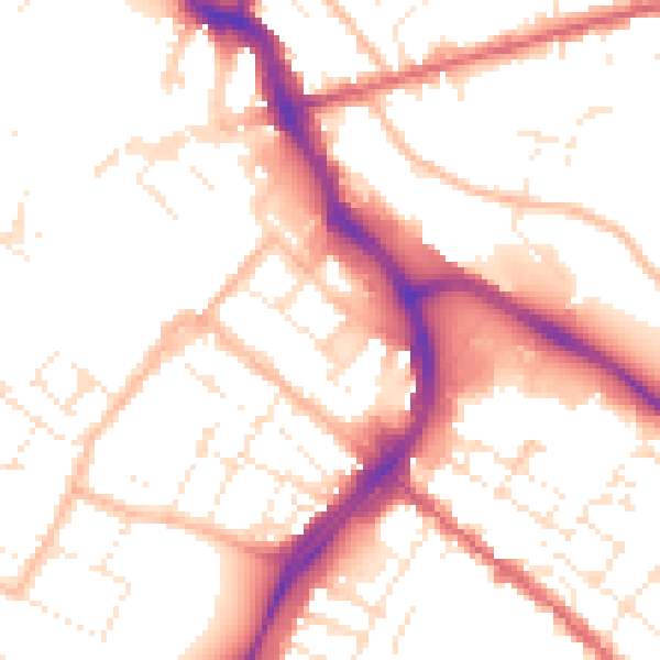 Daytime road noise heatmap for GL1 1QE