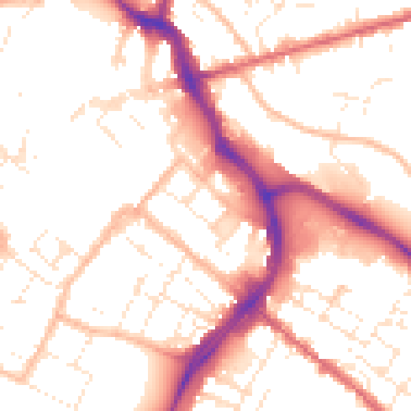 Daytime road noise heatmap for GL1 1QF