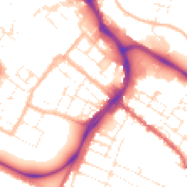 Daytime road noise heatmap for GL1 1QX