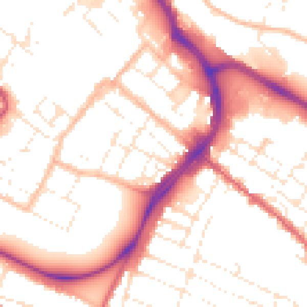 Daytime road noise heatmap for GL1 1QY