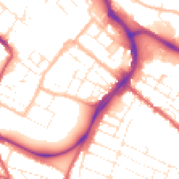 Daytime road noise heatmap for GL1 1QZ